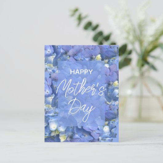 Blue Hydrangeas Blooms Muttertag Postkarte (Stehend Vorderseite)