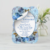 Blue Hydrangeas Blume Verlobung Einladung (Stehend Vorderseite)