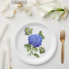Blue Hydrangeas Botanische Art Paper Teller