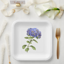 Blue Hydrangeas Botanische Art Paper Teller
