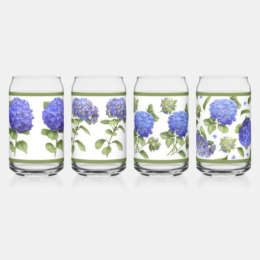 Blue Hydrangeas Botanische Kunst kann Set glass Dosenglas (Hinten)