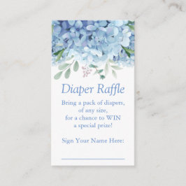 Blue Hydrangeas Boy Diaper Raffle Ticket Begleitkarte