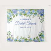 Blue Hydrangeas Brautparty Foto Stand Hintergrund Wandteppich (Vorderseite (Horizontal))