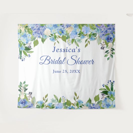 Blue Hydrangeas Brautparty Foto Stand Hintergrund Wandteppich (Vorderseite (Horizontal))