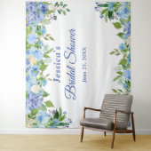 Blue Hydrangeas Brautparty Foto Stand Hintergrund Wandteppich (Beispiel)