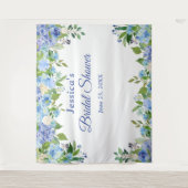 Blue Hydrangeas Brautparty Foto Stand Hintergrund Wandteppich (Vorderseite)