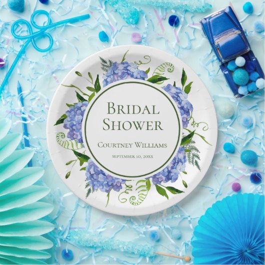 Blue Hydrangeas Brautparty Pappteller (Party)