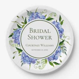 Blue Hydrangeas Brautparty Pappteller