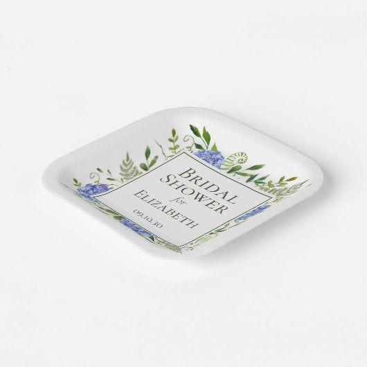 Blue Hydrangeas Brautparty Pappteller (Gewinkelt)