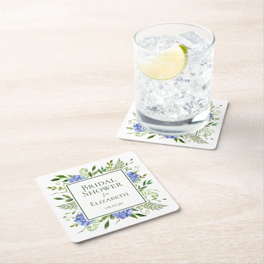 Blue Hydrangeas Brautparty Rechteckiger Pappuntersetzer (Vor Ort)