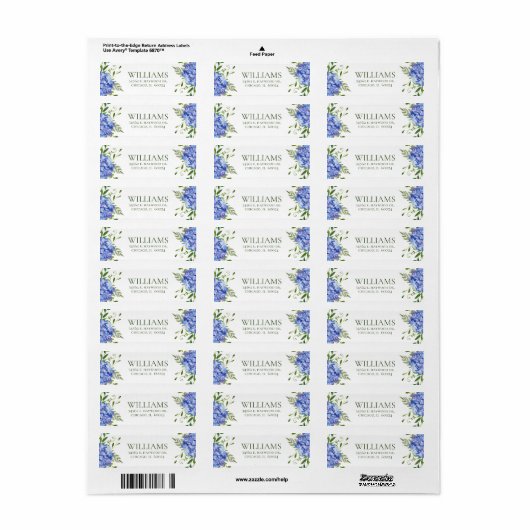 Blue Hydrangeas Brautparty Rücksendeadresse (Vorne)