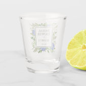 Blue Hydrangeas Brautparty Schnapsglas (Rückseite)