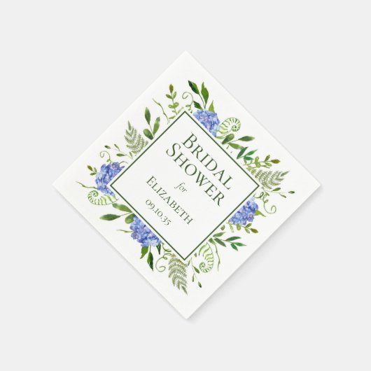 Blue Hydrangeas Brautparty Serviette (Ecke)