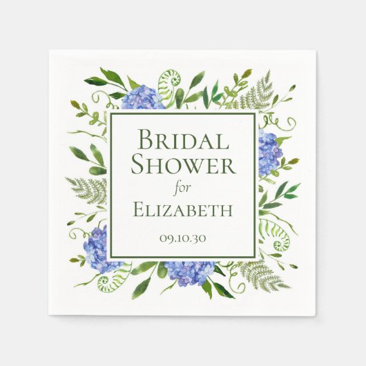 Blue Hydrangeas Brautparty Serviette (Vorderseite)
