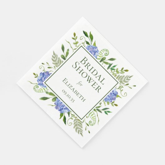 Blue Hydrangeas Brautparty Serviette (Ecke)