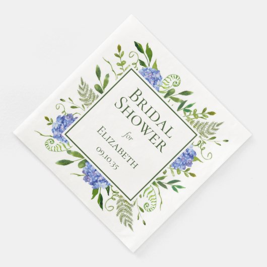 Blue Hydrangeas Brautparty Serviette (Ecke)