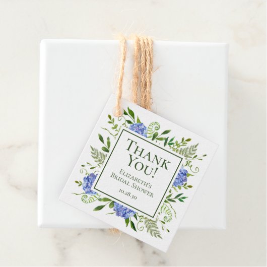 Blue Hydrangeas Brautparty Vielen Dank Geschenkanhänger (Beispiel)