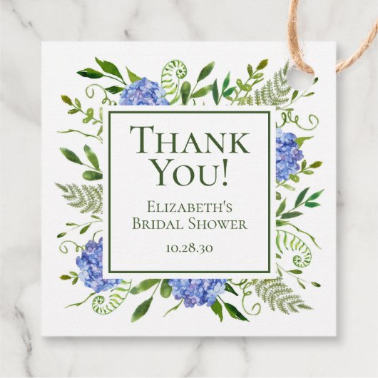 Blue Hydrangeas Brautparty Vielen Dank Geschenkanhänger (Rückseite)