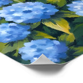Blue Hydrangeas Bushes Blumengemälde Poster (Ecke)