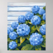 Blue Hydrangeas Bushes Blumengemälde Poster (Vorne)