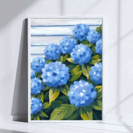 Blue Hydrangeas Bushes Blumengemälde Poster