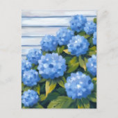 Blue Hydrangeas Bushes Blumengemälde Postkarte (Vorderseite)
