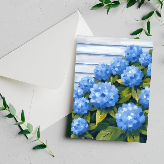 Blue Hydrangeas Bushes Blumengemälde Postkarte