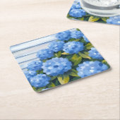 Blue Hydrangeas Bushes Floral Painting Rechteckiger Pappuntersetzer (angewinkelt)
