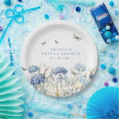 Blue Hydrangeas & Butterfells Brautparty Pappteller (Party)