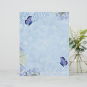 Blue Hydrangeas, Butterfly & Swirl Moderne Blütenb (Stehend Vorderseite)