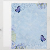 Blue Hydrangeas, Butterfly & Swirl Moderne Blütenb (Vorne/Hinten)