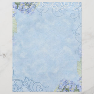 Blue Hydrangeas, Butterfly & Swirl Moderne Blütenb