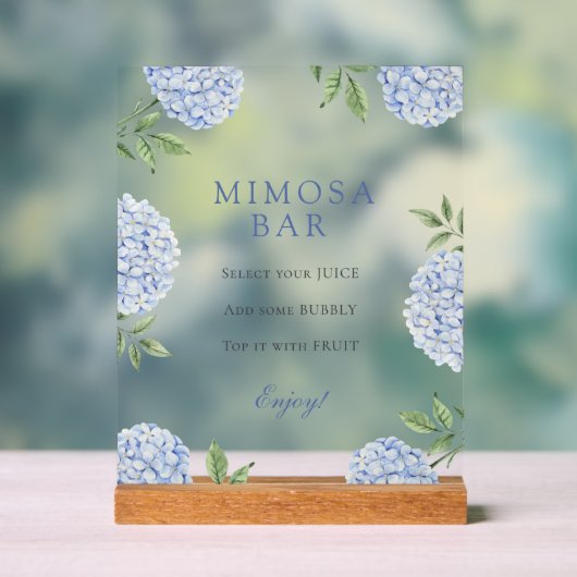 Blue Hydrangeas Classic Border Mimosa Bar Acrylschild (Neutral)