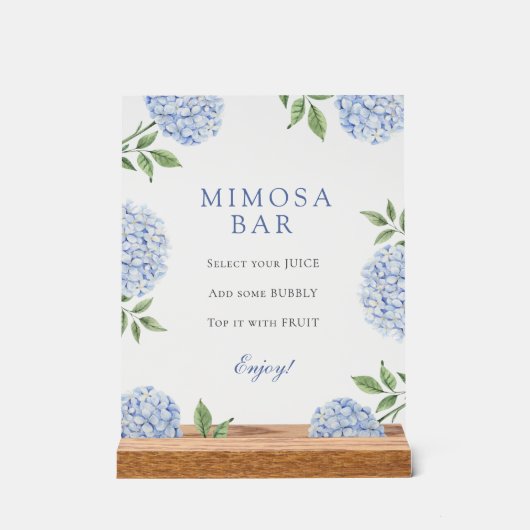 Blue Hydrangeas Classic Border Mimosa Bar Acrylschild (Vorderseite)