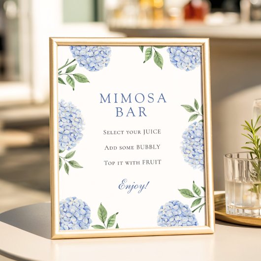 Blue Hydrangeas Classic Border Mimosa Bar Poster