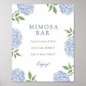 Blue Hydrangeas Classic Border Mimosa Bar Poster (Vorne)