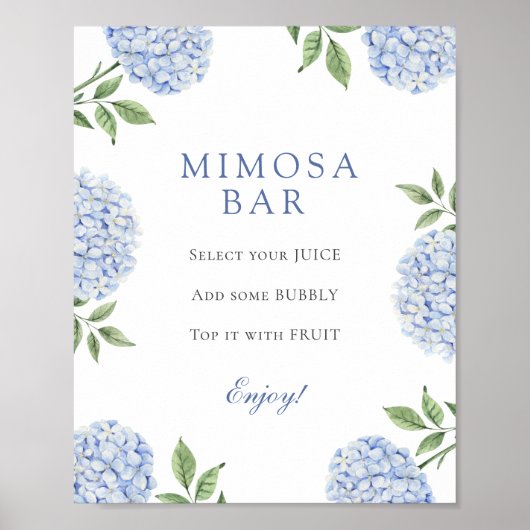 Blue Hydrangeas Classic Border Mimosa Bar Poster (Vorne)