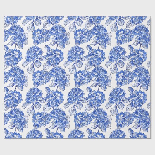 Blue Hydrangeas Collection Geschenk Wrap Geschenkpapier (Flach)