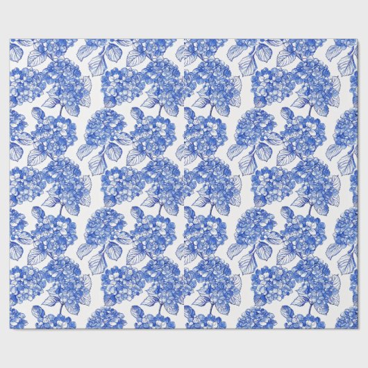 Blue Hydrangeas Collection Geschenk Wrap Geschenkpapier (Saum)