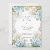Blue Hydrangeas Elegant Wedding Einladung (Vorderseite)