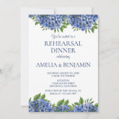 Blue Hydrangeas Elegante Hochzeitsdinner Probe Einladung (Vorderseite)