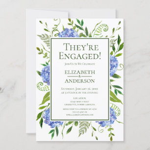 Blue Hydrangeas Engagement Party Einladung