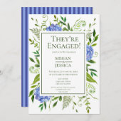 Blue Hydrangeas Engagement Party Einladung (Vorne/Hinten)