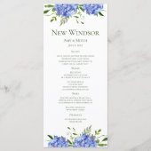 Blue Hydrangeas Engagement Party Menükarte (Vorderseite)