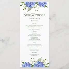 Blue Hydrangeas Engagement Party Menükarte