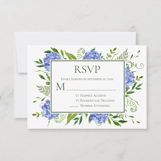 Blue Hydrangeas Engagement Party RSVP Karte (Vorderseite)