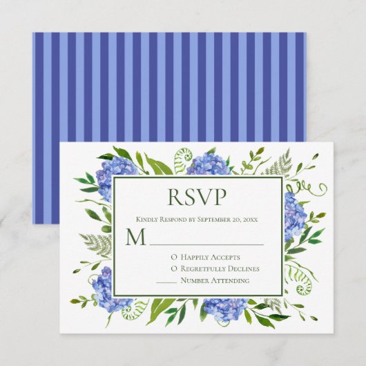 Blue Hydrangeas Engagement Party RSVP Karte (Vorne/Hinten)