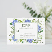 Blue Hydrangeas Engagement Party RSVP Karte (Stehend Vorderseite)