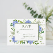 Blue Hydrangeas Engagement Party RSVP Karte (Stehend Vorderseite)