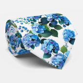 Blue Hydrangeas & Eucalyptus Seamless Floral Patte Krawatte (Gerollt)